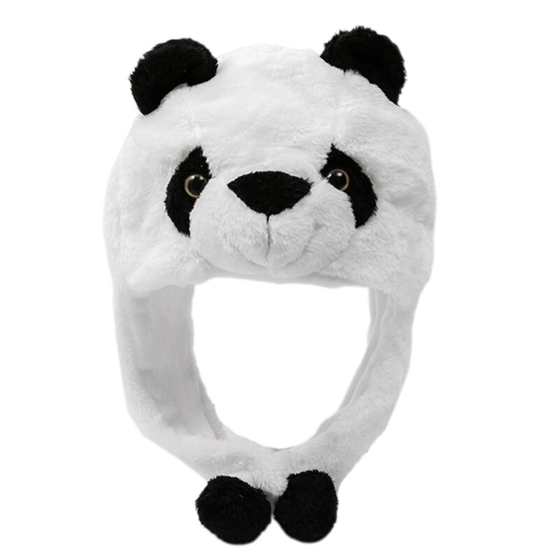 634C-gorro de oso Panda para Halloween, gorro cálido Kawaii, esponjoso, a prueba de viento, accesorios de Halloween: Black ears