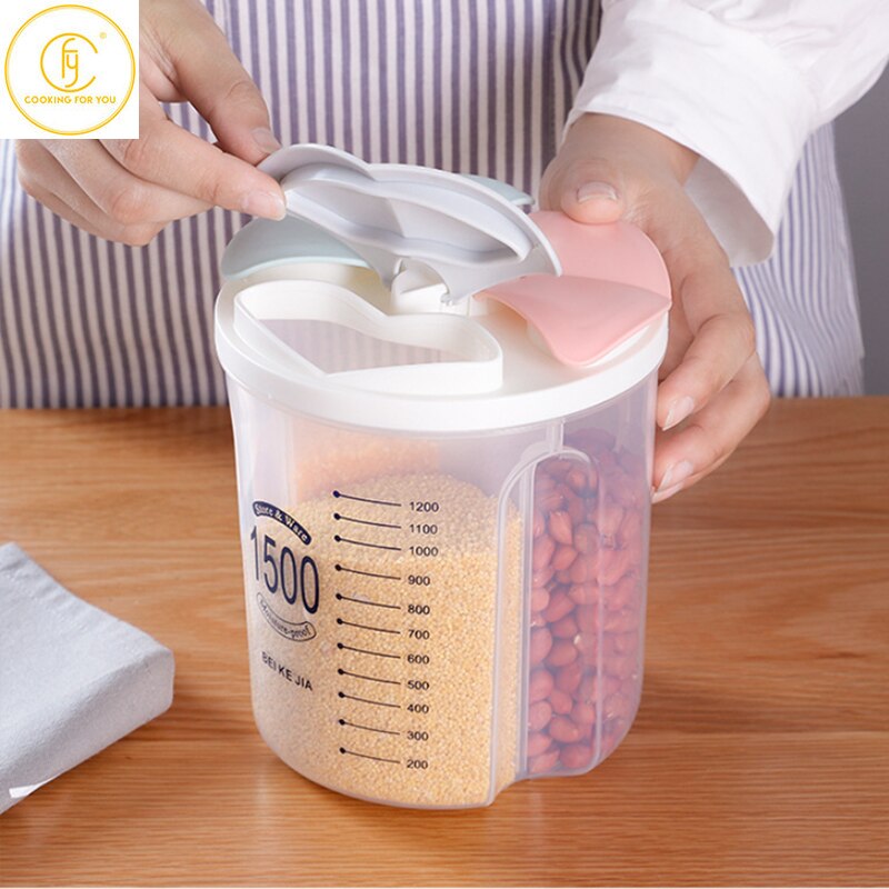 1.5/2/2.5/3L Plastic Food Storage Container with Lid Kitchen Storage Box Refrigerator Noodle Multigrain Jars Home Food Container