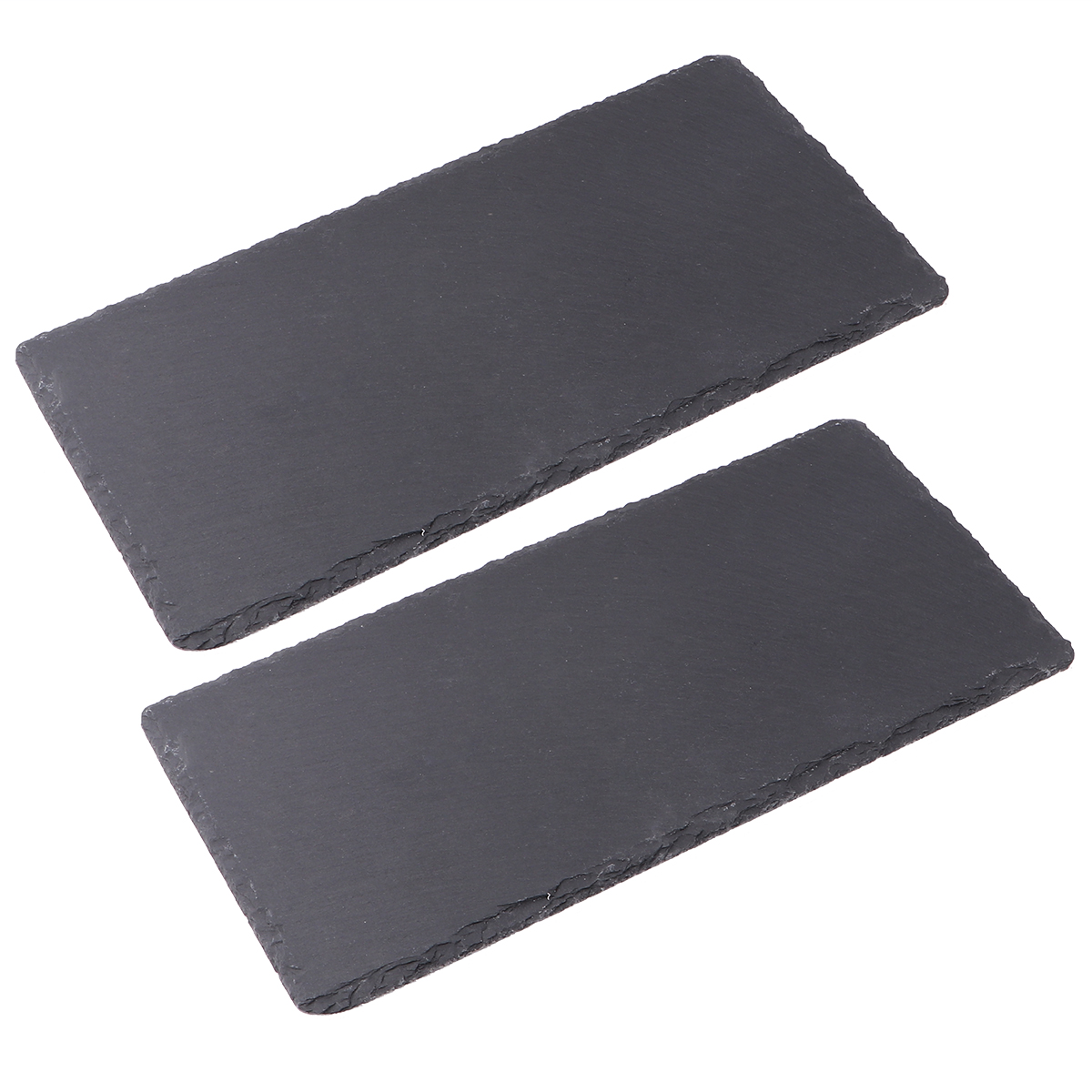 1Pc 25x12cm Natural Slate Plate Barbecue Tray Restaurant Steak Sushi Display Dish Black Slabstone Barbecue Pan (Rectangle)