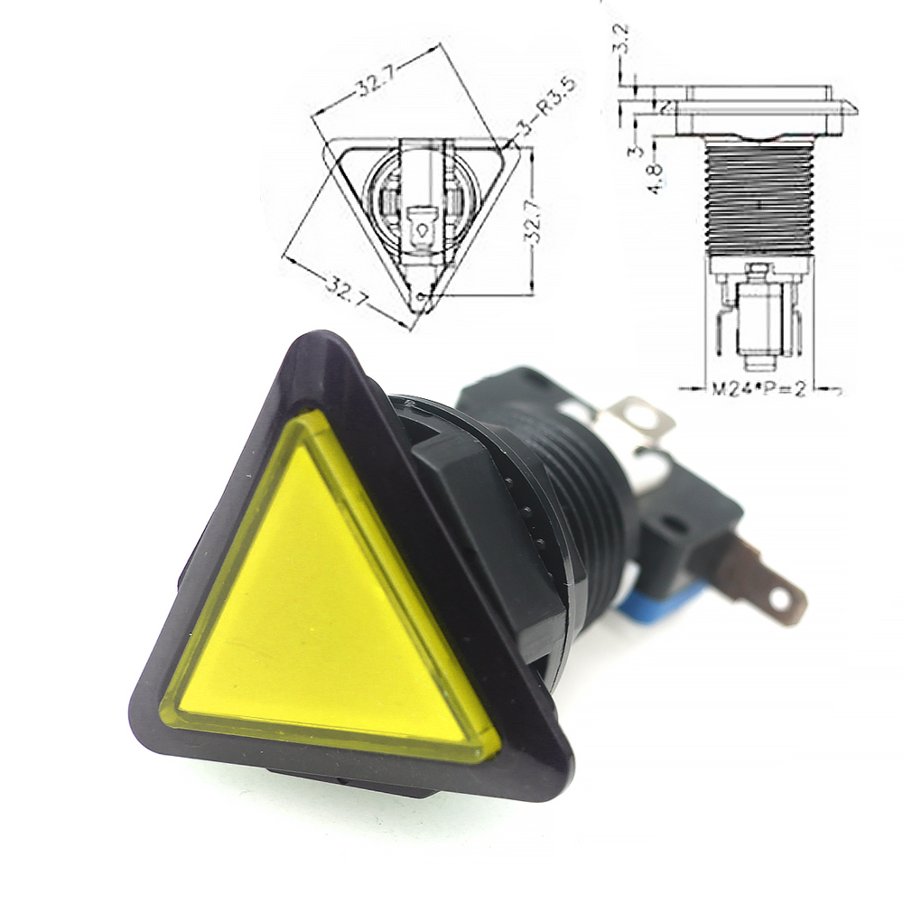 Arcade Game Drukknop 12V Led Lamp Vierkante Ronde Rechthoekige Driehoek Met 24mm Schroef Voor Flipperkast onderdelen Swing Machine DIY: Army Green