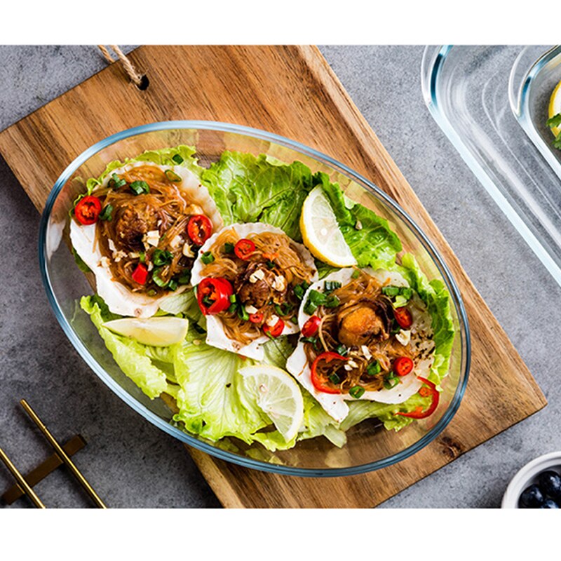 Mdzf sweethome 1l 1.5l 2l glazen ovenschaal rechthoek ovaal bakvorm oven braden lasagne pan voedselopslag