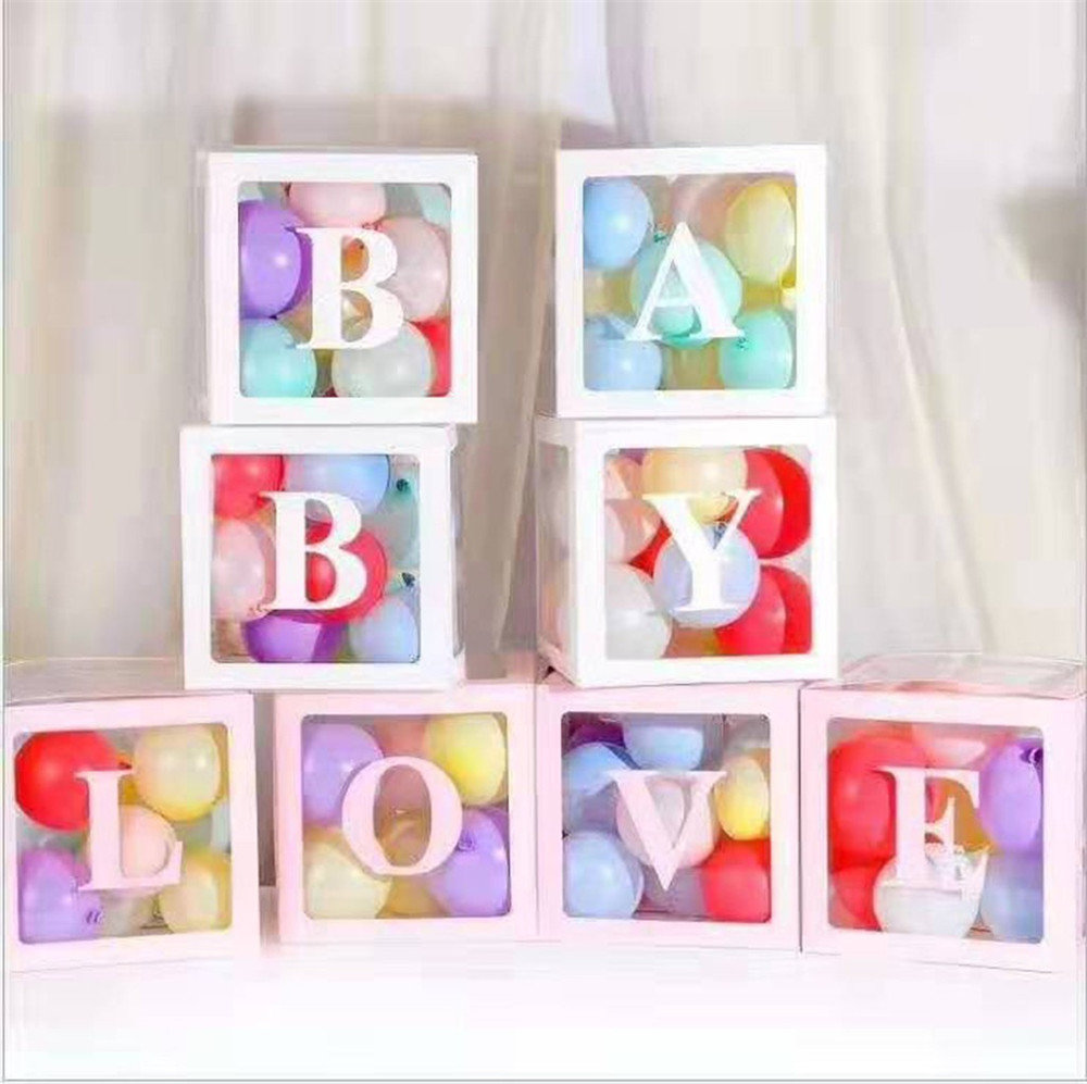 Alphabet transparent Verpackung Kasten Hochzeit Ballon Kasten Plastik Ballon Kasten Geburtstag Hochzeit Party Dekor Buchstabe Würfel transparent
