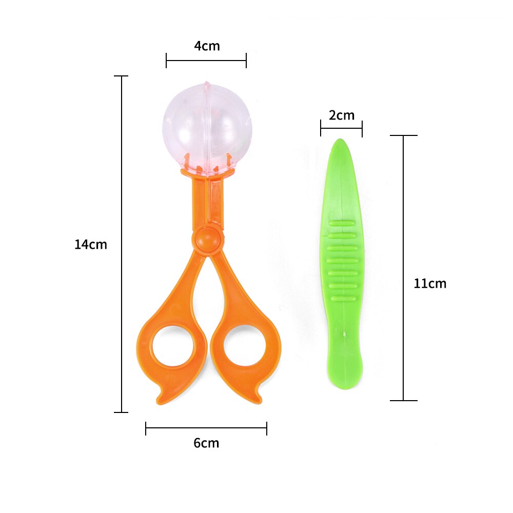 Nature Exploration Toy Kit Kids Plant Insect Study Tool Plastic Clamp Scissor Tweezers Inset Round Head Scissors Clamp Toy