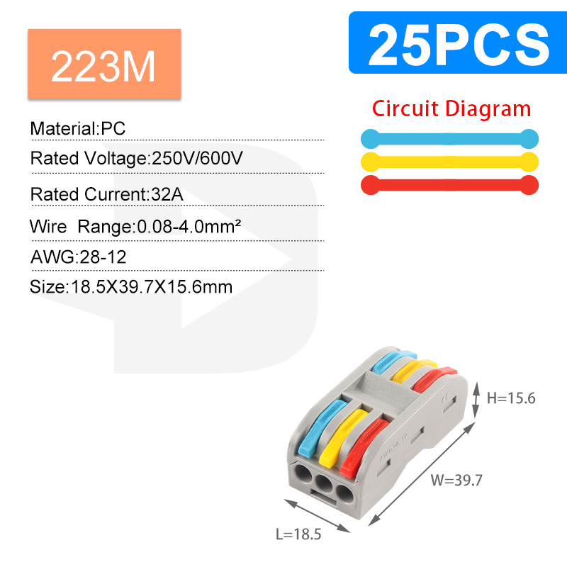 Mini Fast Wiring Connectors Universal Compact Splitter Electrical Cable Push-in Conductors Connector With Lever Terminal Block: Lavender