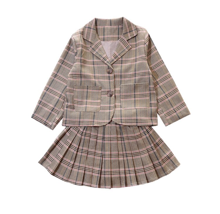 Girls' suits academy spring and autumn foreign style children's skirt two-piece crepe suit 3-12yrs wear