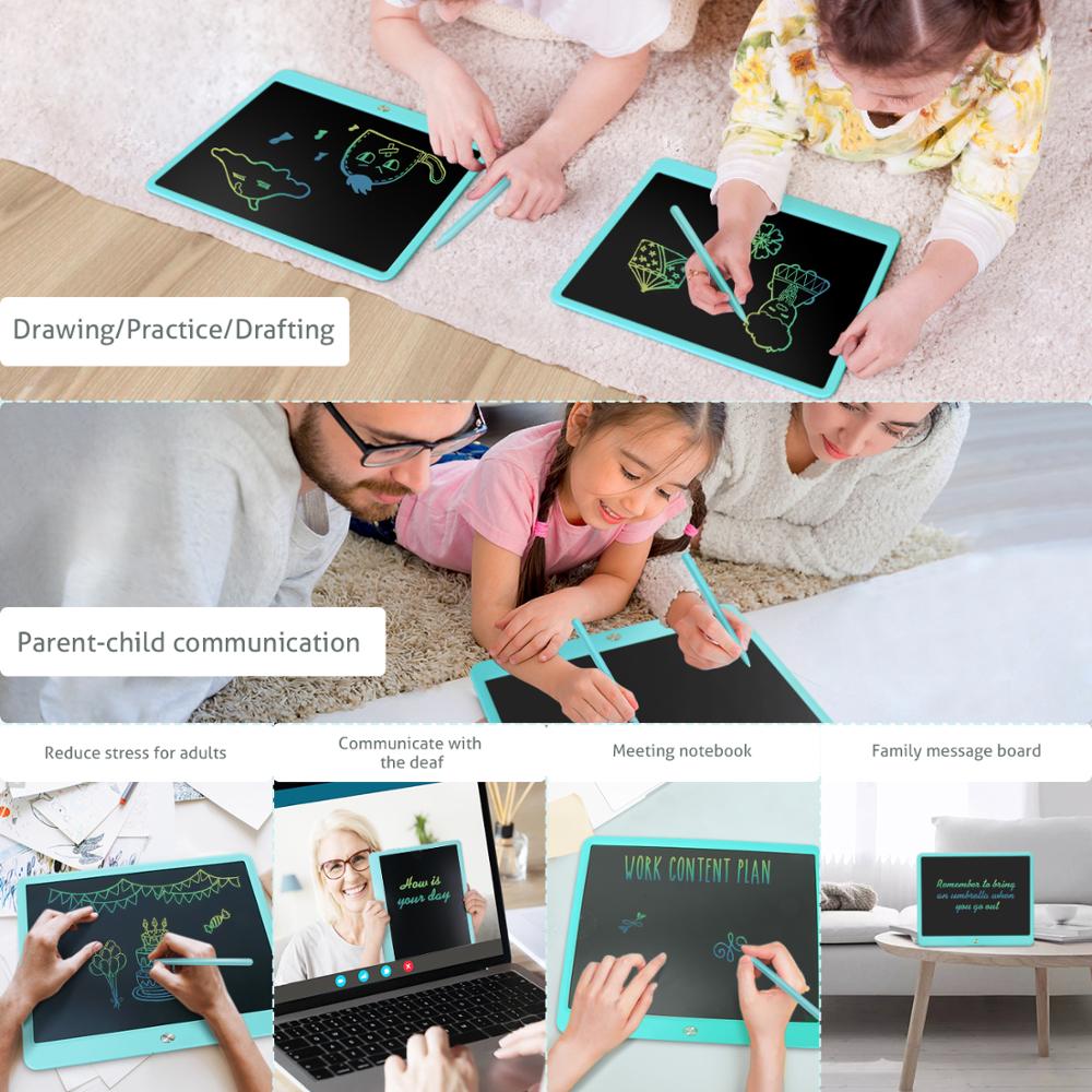 LCD Writing Board 15 Inch Colorful Electronic Drawing Graphic Board Digital Tablet Handwriting Erasable Pad for Kids