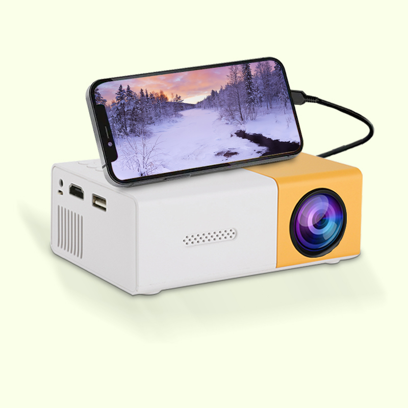 ultra high definition projector for home bedroom wall projection, home cinema with mobile phone screen projection, TV office: Bright Yellow / UK Plug