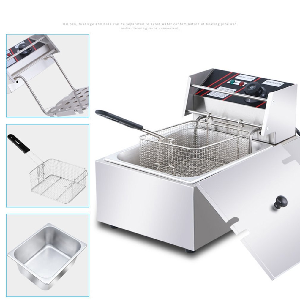 Freidora de Gas gruesa eléctrica para el hogar, horno para freír patatas fritas a Gas
