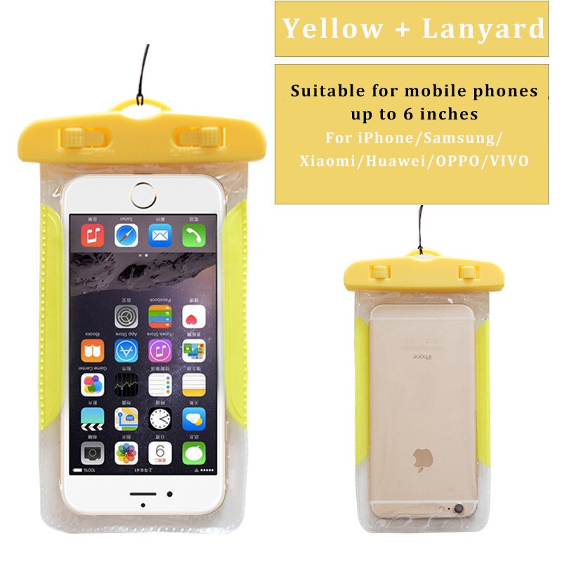 Pływające wodoodporna etui na szyję pasek na szyję smycz wielofunkcyjne podwodne TPU sucha torba dla Huawei Honor 10 P20 Lite dla iPhone 7: Yellow