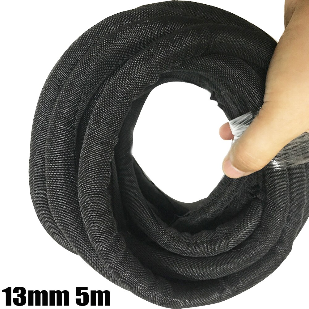 5 meter Zwart Nylon Mouwen Wrap Gevlochten Kabel Mouw 19mm 25mm 32mm 38mm 50mm Textiel algemene Draad voor Pijp Draad Bescherming