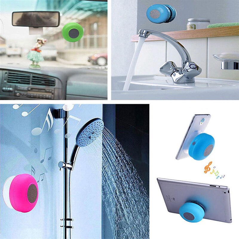Vattentät bluetooth högtalare bärbar sucker trådlös mini stereo bas trådlös subwoofer handsfree badrum högtalare 1 st
