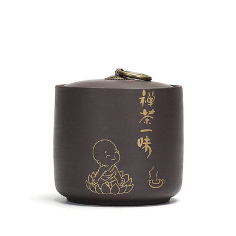 Caja de almacenamiento de té verde Puer de arcilla púrpura, lata de galletas, tarro de caramelo, frutos secos, caja de sellado, tanques de viaje, caja de hojas de té: E