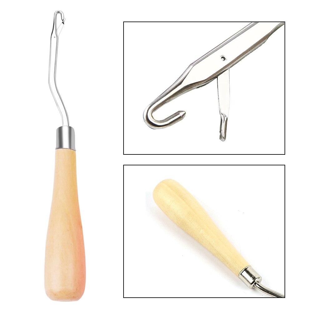 Aguja de ganchillo para rastas, ganchos de ganchillo para tejer, cabezal de extensión de cabello con aguja, mango de madera, peluca, juego de lengua, herramienta especial