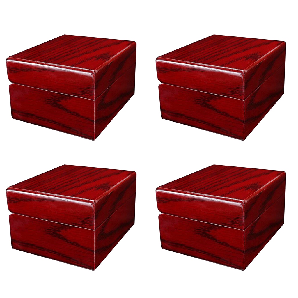 Colección de cajas de exhibición de reloj de madera, organizador de almacenamiento de joyas de Estilo Vintage para mujeres y hombres, 4 Uds., Rojo