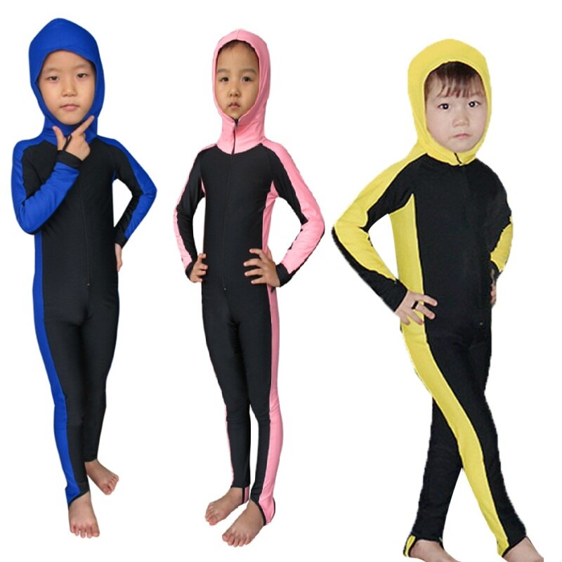 SBART Anti-UV Wetsuit Kids Lycra Hooded Long Sleeve one piece Suit Full Body Swimwear Boys Girls Dive Skins Diving Swim Suits