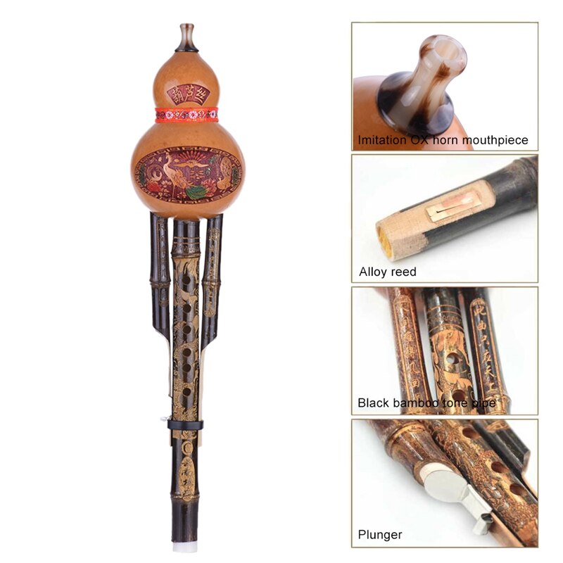 Chinesisches handgefertigtes kürbisgewächs, nationales musikinstrument in c-dur, zweitöniges kürbisgewächs für musikliebhaber
