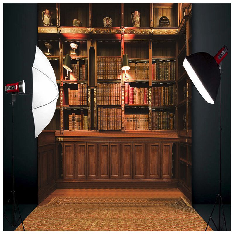 retro Studie Bibliothek Bücher Regal Fotografie Foto Hintergrund Hintergrund Stütze 3X5FT