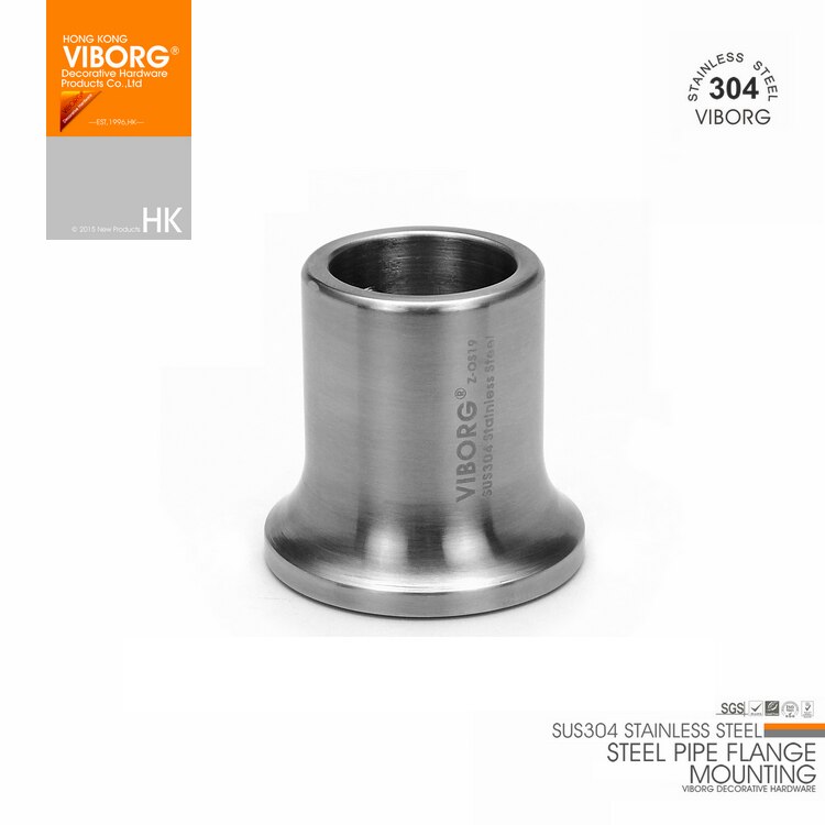 (1 Pair)VIBORG Solid 304 Stainless Steel 19mm Shower Curtain Rod Rail Pole Holder Flange Closet Wardrobe Tube Sockets Brackets