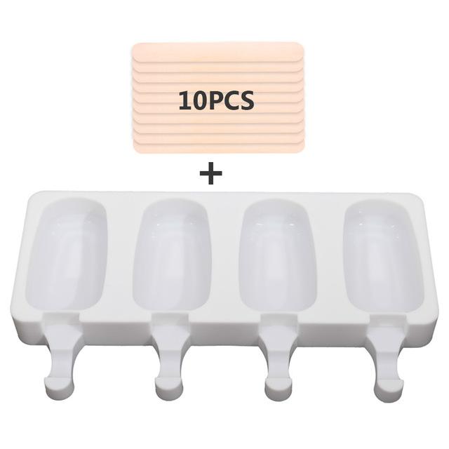 Stampo per gelato in silicone stampi per ghiaccioli fatti in casa fai-da-te congelatore succo 4 celle vassoio per cubetti di ghiaccio di grandi dimensioni ghiacciolo barile stampo: Avorio