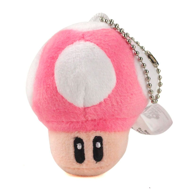 1Pcs 8Cm Super Mario Bros Mushroom Pluche Sleutelhanger Speelgoed Super Mario Bros Toad Mushroom Soft Gevulde Pluche Hanger voor Kids: 8cm Pink