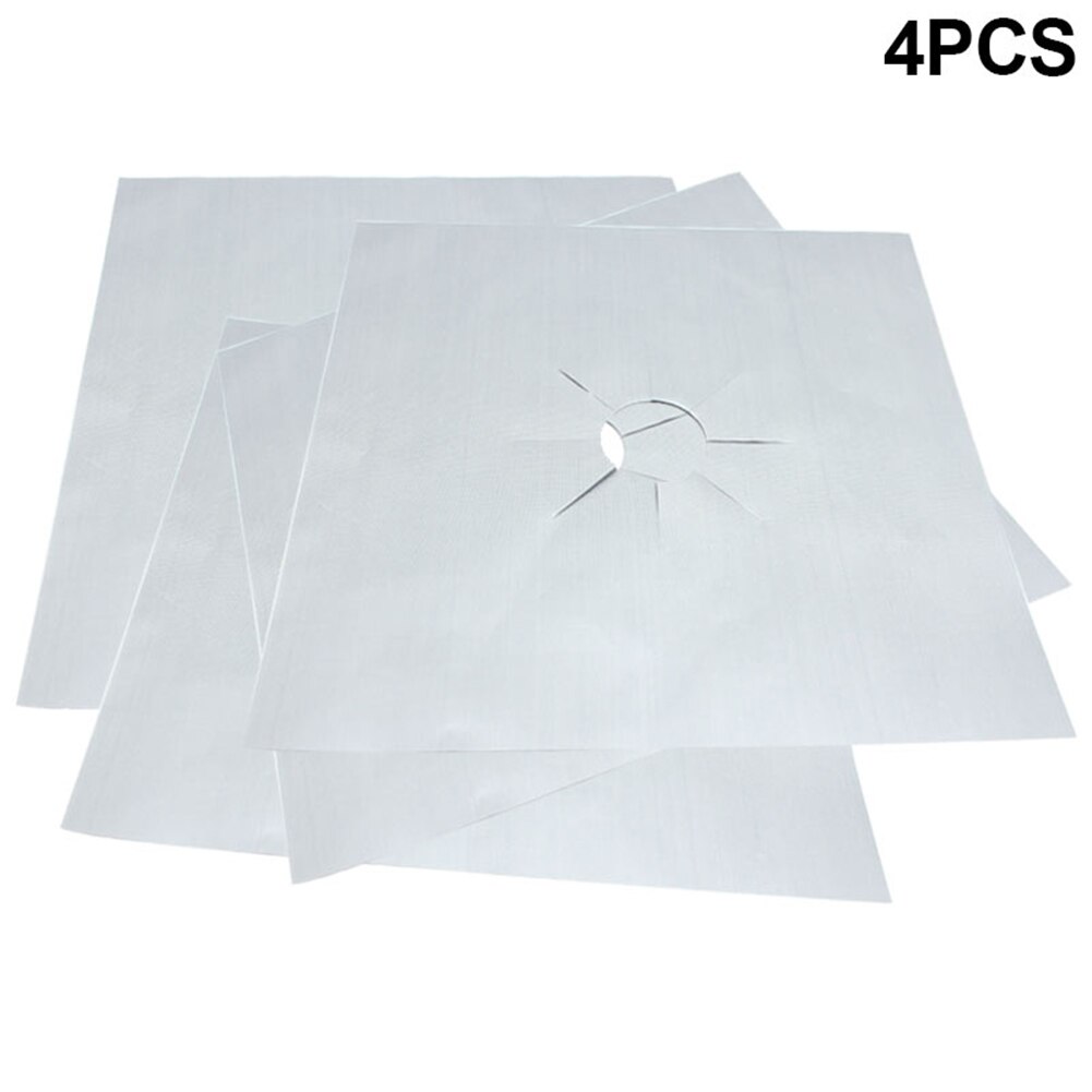 Cubierta protectora reutilizable para cocina de Gas, almohadilla de protección para horno de Gas, 4 piezas, 27x27CM, NIN668: Plata