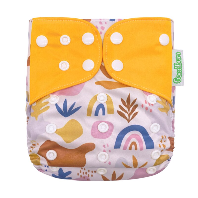 Babytygsblöjor återanvändbara tvättbara blöjor med tryck en storlek passar alla vattentäta babyblöjor blöjficka: 016