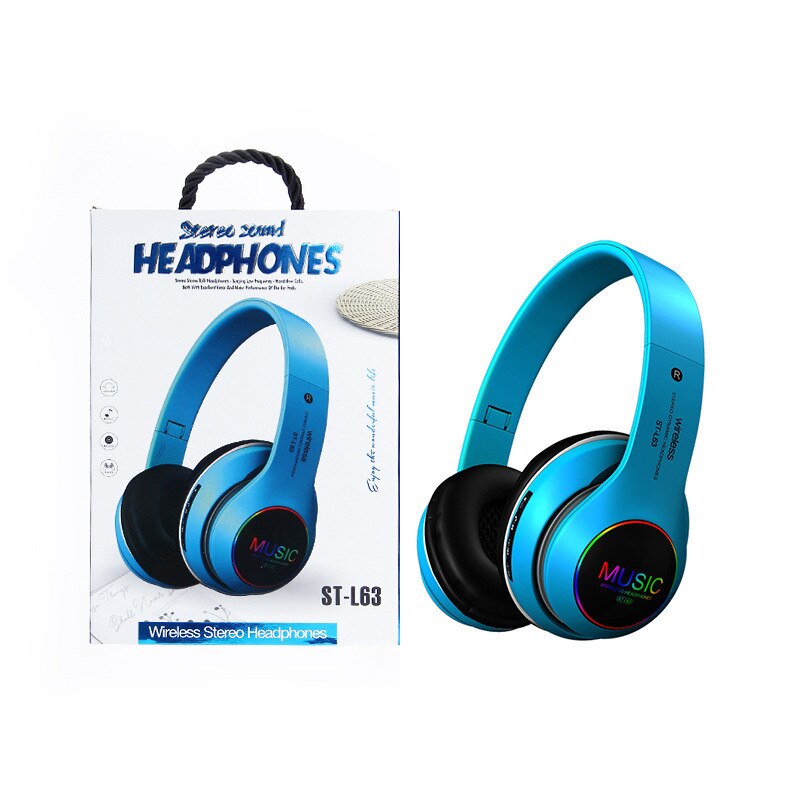 LED Colorful Wireless Bluetooth Headphones Headset Foldable Stereo Bass Sound Adjustable Earphones with Mic for PC All Phone