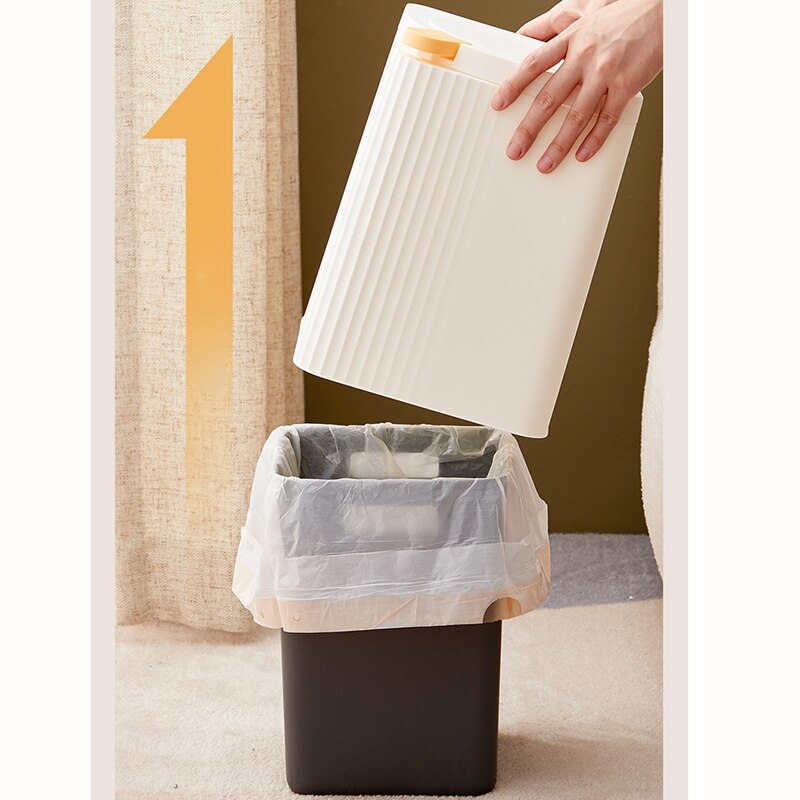 2.5/8L Garbage Bin Trash Can with Lid Double Barrel Kitchen Garbage Basket Bathroom Home Waste Bins Wastebins Paper Basket Cube