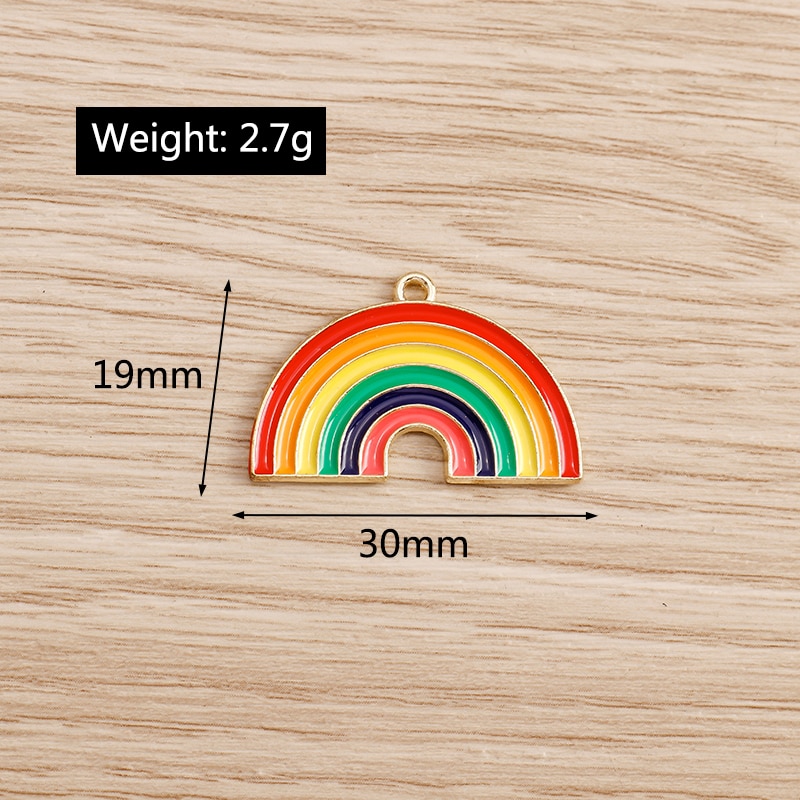 10 stücke 30*19mm Bunte Regenbogen Reize Anhänger für Schmuck Machen Paar Emaille DIY Charme Handgemachte Halsketten Ohrringe basteln