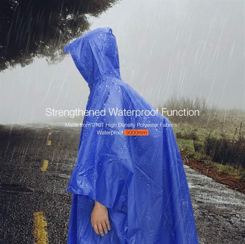 3 In 1 Poncho Rain Cover Rain Coat Hood Hiking Cycling Rain Cover Poncho Waterproof Tent Outdoor Camping Tent Mat Awning Shelter