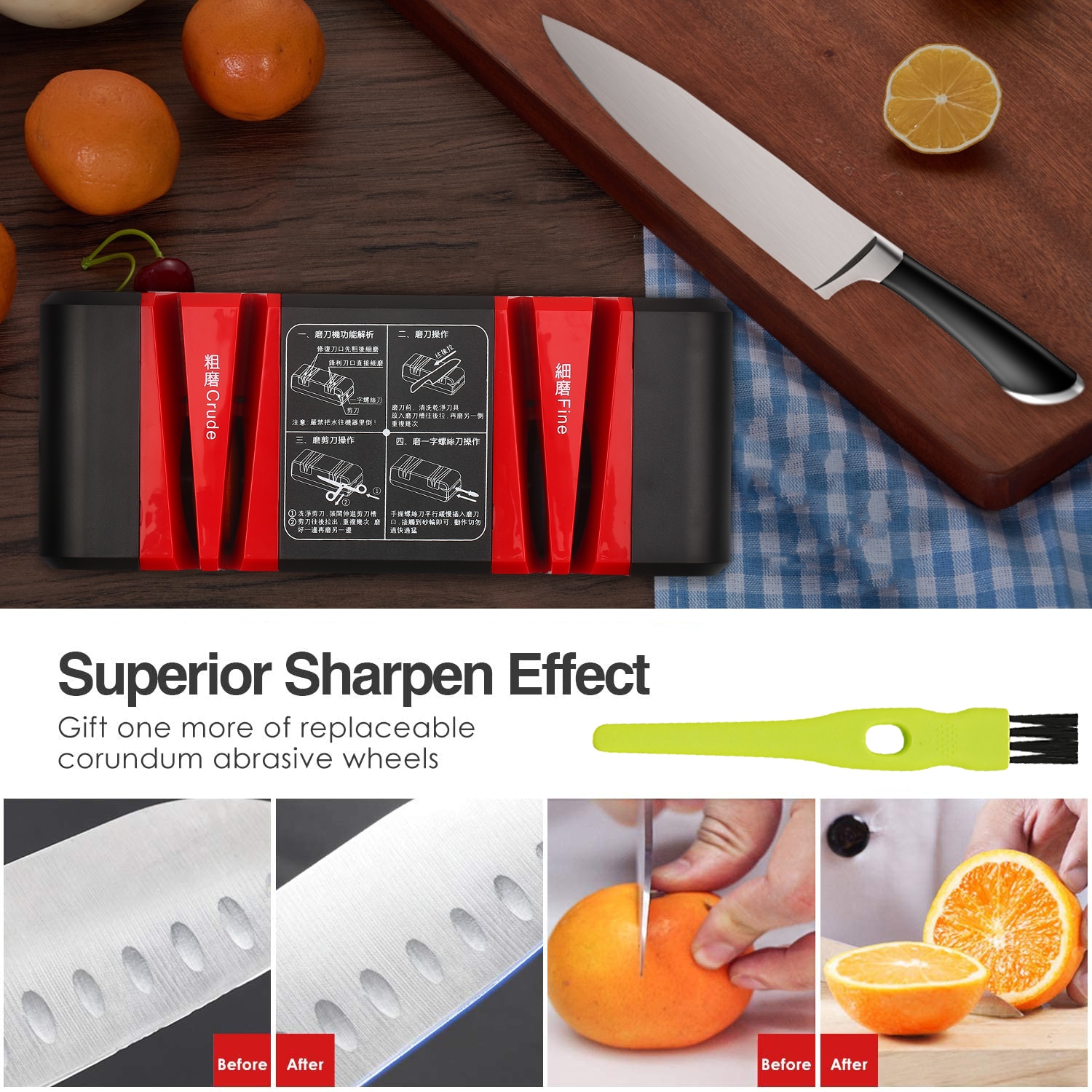 Electric Knife Sharpener Multifunctional Automatic Cut Sharpeners with 15-Degree Bevel Crude and Fine Grooves