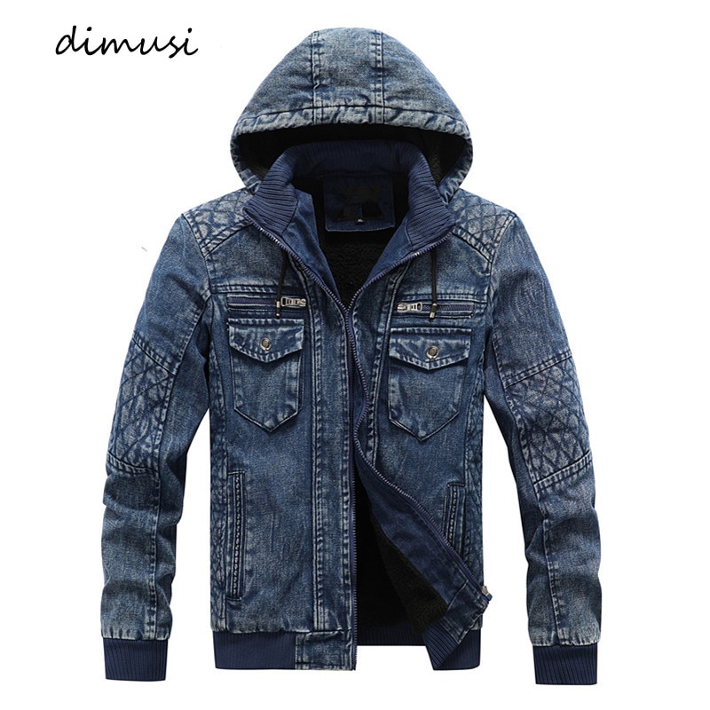 DIMUSI-chaqueta vaquera para hombre, Sudadera con capucha informal de tejido polar, rompevientos cálido, abrigos de vaquero, ropa de