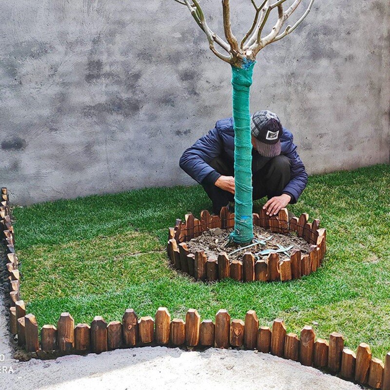 Borde de rollo de troncos, fácil de enchufar, valla de jardín de madera, rollo de troncos, borde de puerta enrejada, accesorios de jardinería