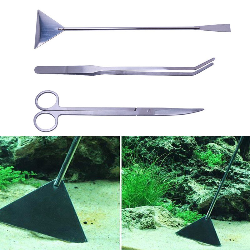 3/5pcs Aquarium Tank Tools Kit Aquascaping Fish Tank Aquatic Plants Long Tweezers Scissors Stainless Steel Maintenance Tools