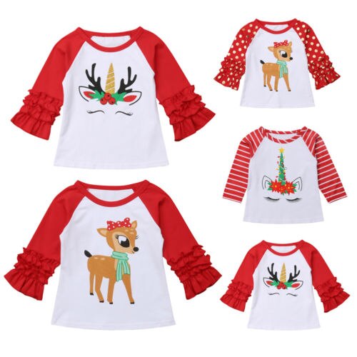 Enfant en bas âge enfants bébé garçon filles vêtements & T-shirt fête t-shirts hauts tenue de noël