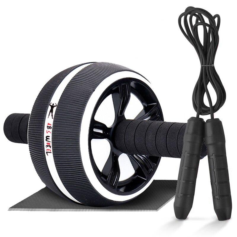 Kokossi 2 In 1 Ab Roller &amp; Springtouw Geen Lawaai Abdominale Wiel Ab Roller Met Mat Voor Arm Taille been Oefening Gym Fitness Apparatuur: C Black with Rope