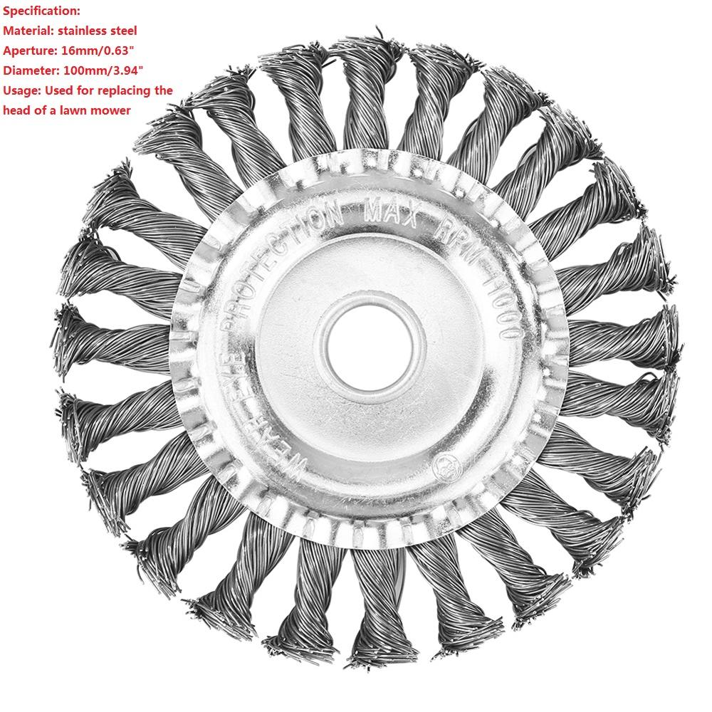 Universal Lawn Mower Grass Trimmer Head Twist Knot Brush Cutter Mower Steel Wire Wheel Brush Disc Garden Tools for Lawn Mower: 100mm
