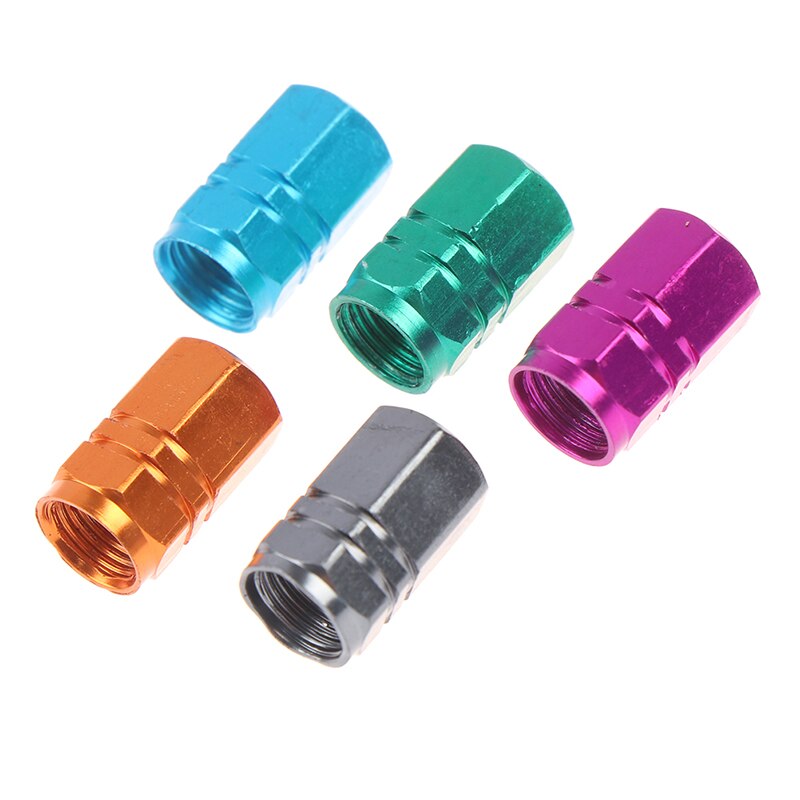 4 Stuks Aluminium Dust Valve Cap Fiets Auto Autoband Wiel Hexagon Cover Set