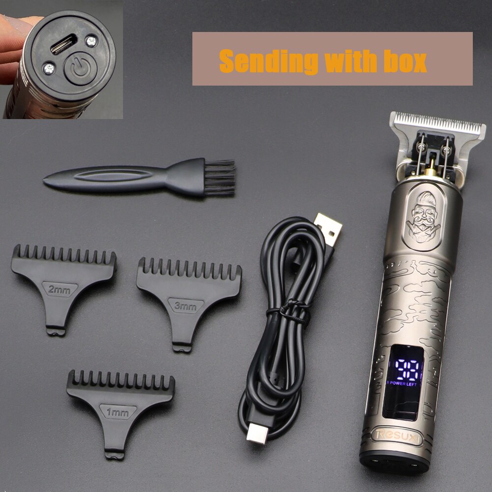 T9 0Mm Professionele Tondeuse Baard Trimmer Elektrische Oplaadbare Mannen Haar Scheerapparaat Baard Kapper Hair Cut Snijden Machine: LCD SILVER
