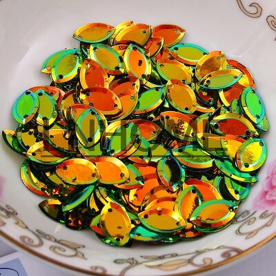 1000Pcs 6*13Mm Pvc Pailletten Cup Ovale Marquise Paillette Met 2 Gaten Acessorios 9 Ab Briljante Kleuren beschikbaar Confetti: Dark Green