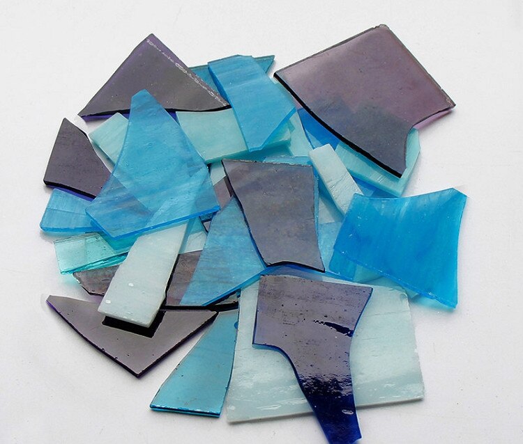Azulejos de mosaico de vidrio de Mica Irregular para iglesia, piezas de vidrio roto transparente para manualidades, materiales de mosaico decorativos de pared DIY de 500g: D