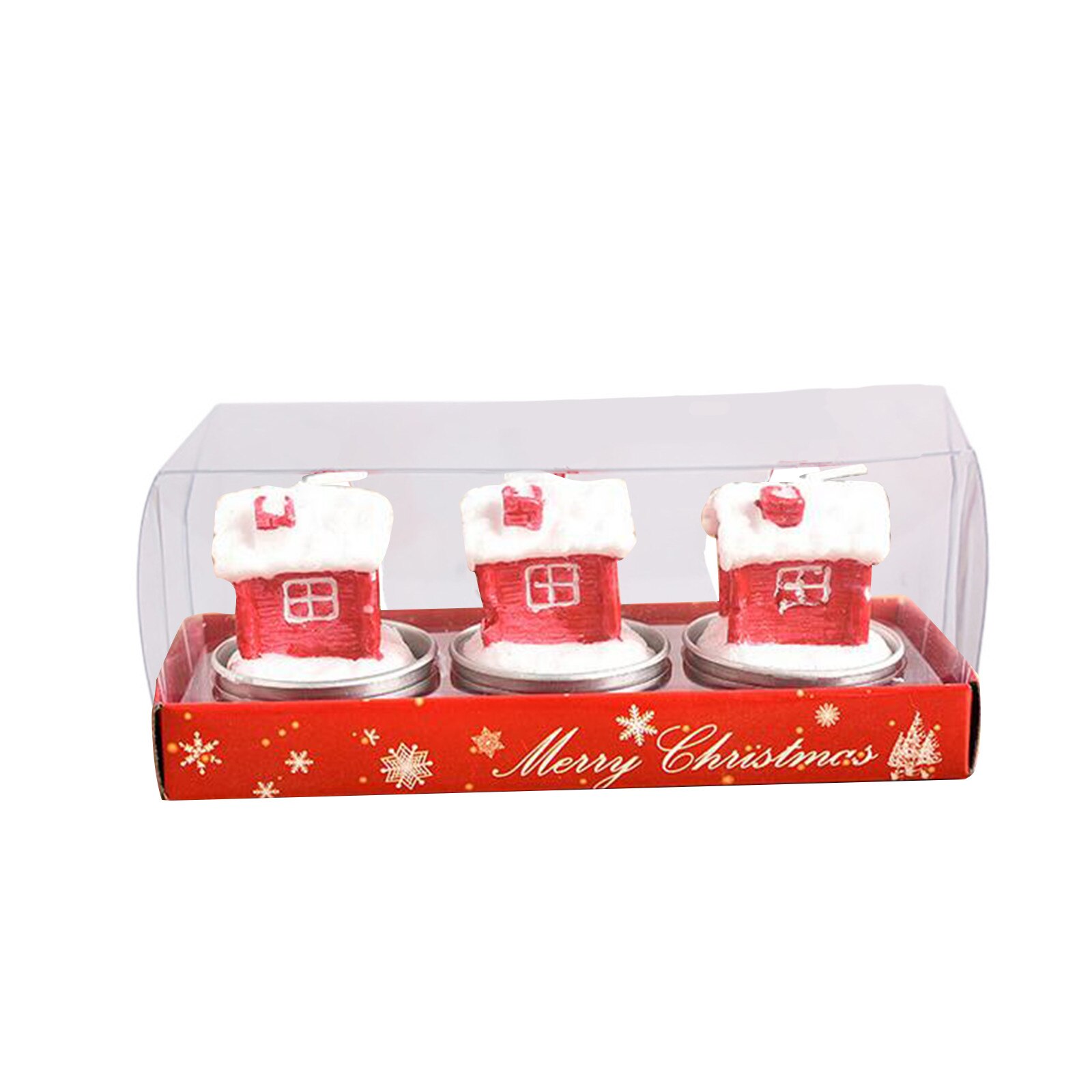 3pcs/set Christmas Candles Santa House Snowman Christmas Tree Paraffin Candles Wedding Home Party Candles Decor Light #YL5: B