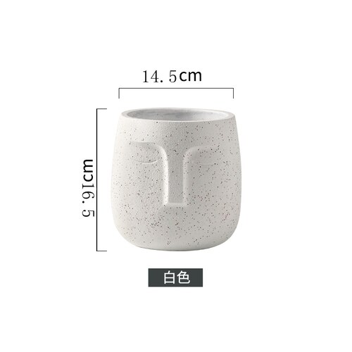 Portrait spartiate fleur vase avec trou table fleur vase terrazzo pot support moderne décor homme tête fleur pot: white 16.5cm