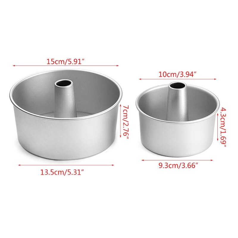 4inch 6inch Aluminum Alloy Round Chiffon Cake Pan Removable Bottom Hollow Chimney Cake Mold DIY Baking Cake Tools