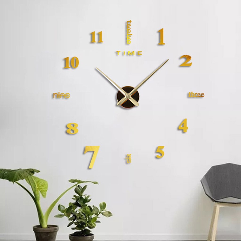 Moderne Diy Aantal Wandklok 3d Spiegel Oppervlak Sticker Art Giant Wandklok Horloge Met Romeinse Cijfers Klok Home Office decor