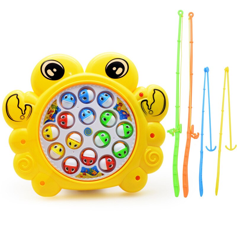 Conjunto de juguetes de pesca eléctrica para niños, juguete educativo con plataforma de pesca giratoria, de dibujos animados,: Crab