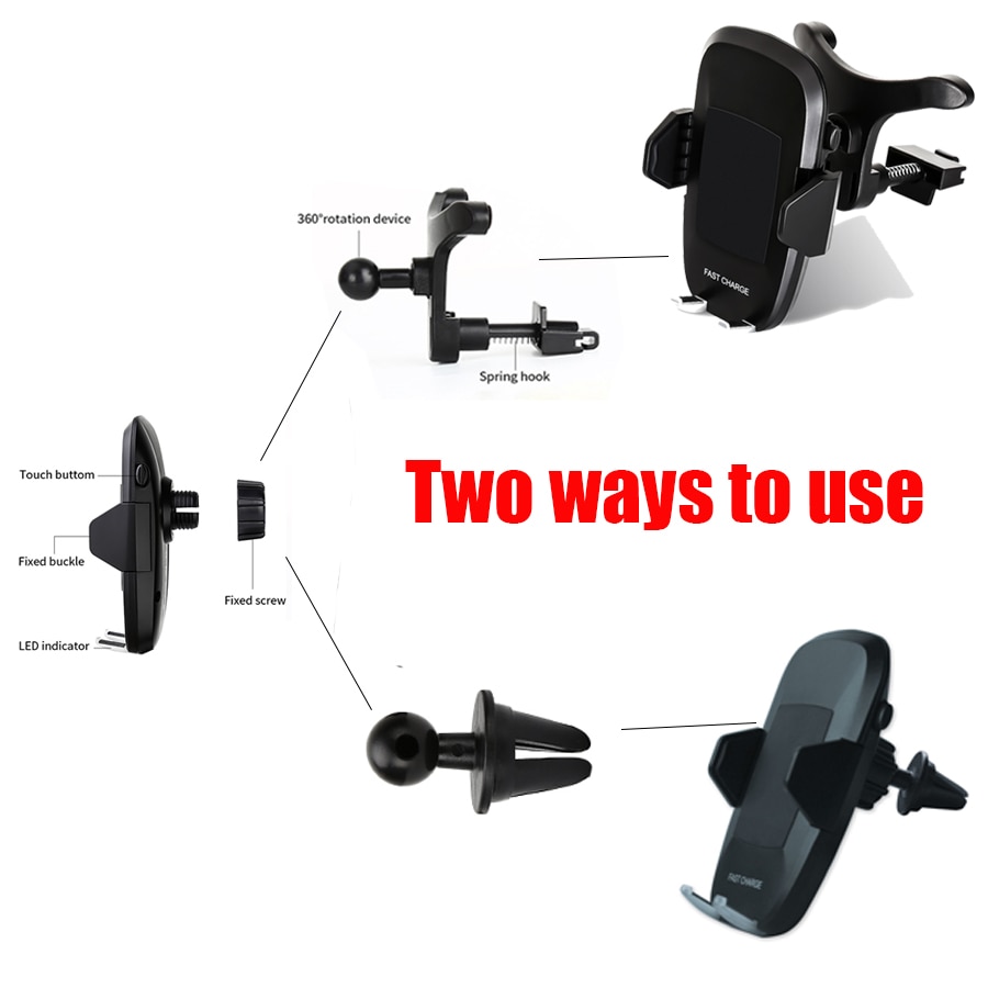 Qi Fast Wireless Charger Air Vent Car Phone Holder For iPhone 11 Pro Max Samsung S10 Plus S9 Note 10 9 Car Wireless Charging Pad