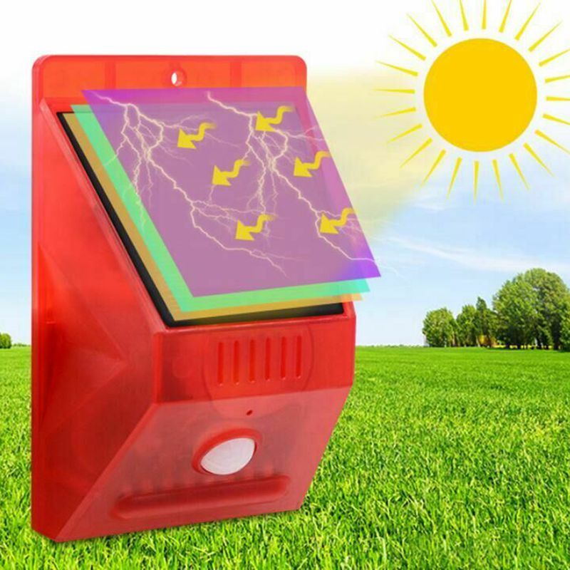Solar alarm lys trådløs pir bevægelsessensor udendørs have sikkerhedslampe udendørs vandtæt solar alarm lampe