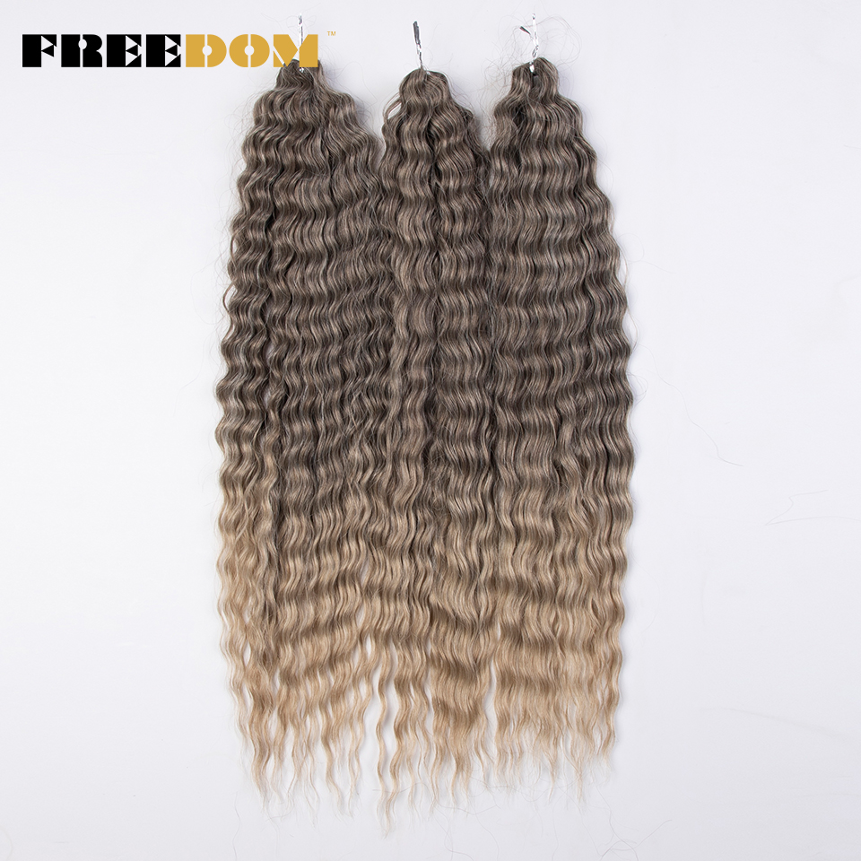 FREEDOM pelo rizado sintético para trenzas 24 pulgadas onda de agua Twist Crochet trenza pelo Ombre Rosa jengibre extensiones de cabello trenzado: 4/30HL