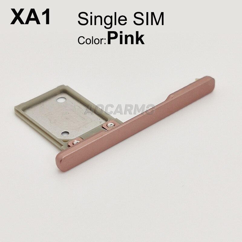 Aocarmo Single Dual SIM Card Holder Reader Sim Tray Slot With Cover For Sony Xperia XA1 G3121 G3125 G3112 G3116: Pink Single SIM